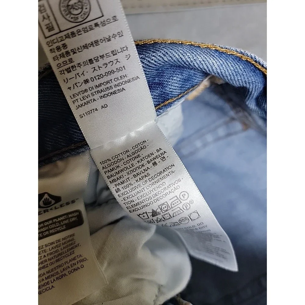 Levis 501 Jeans Womens 18P Short 40x24‎ Blue Button Fly Cotton Frayed Distressed